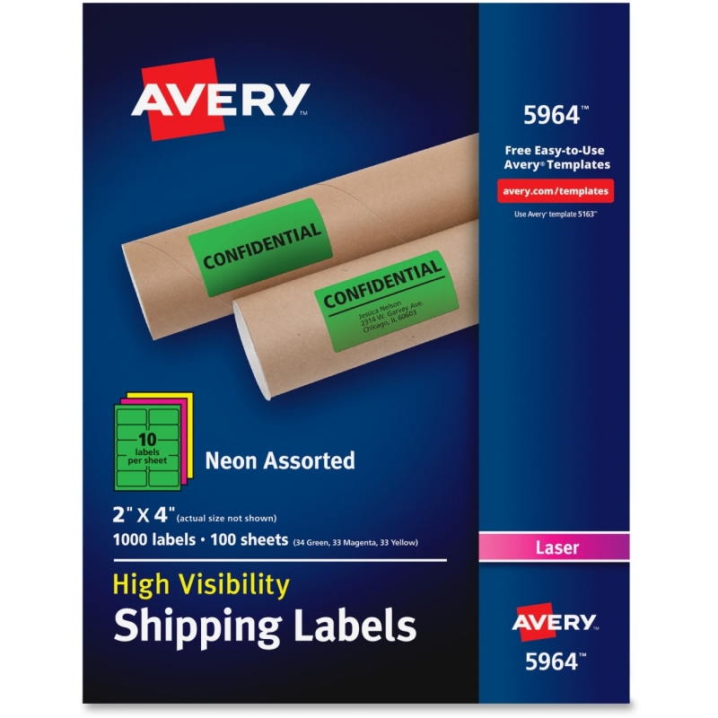 Avery High-Visibility Neon Shipping Labels 5964 AVE5964