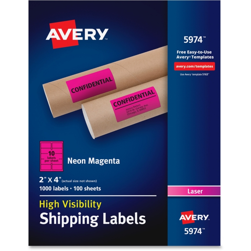 Avery High-Visibility Neon Shipping Labels 5974 AVE5974