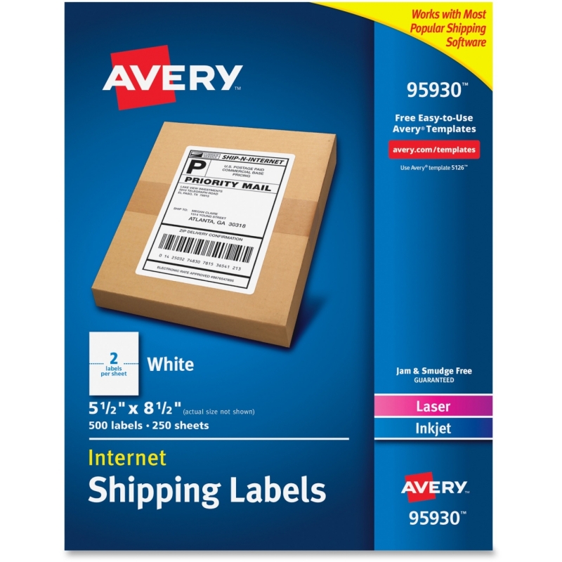 Avery Laser Inkjet Printer White Shipping Labels 95930 AVE95930