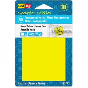Redi-Tag SeeNote Stickies Neon Transparent Notes 23772 RTG23772