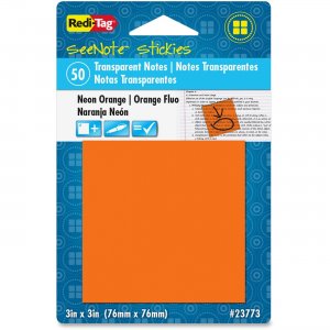 Redi-Tag SeeNote Stickies Neon Transparent Notes 23773 RTG23773