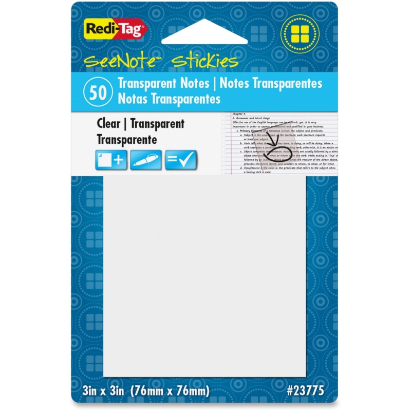 Redi-Tag SeeNote Stickies Neon Transparent Notes 23775 RTG23775