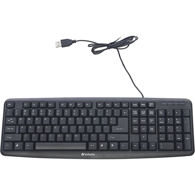 Verbatim Slimline Corded USB Keyboard - Black 99201