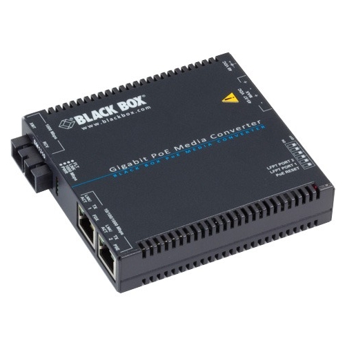 Black Box Gigabit PoE Media Converter, 10/100/1000BASE-T to 1310-nm Single-Mode, SC, 15 km LGC5202A