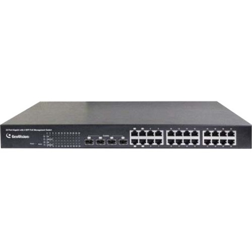 GeoVision 24-Port Gigabit 802.3at Web Management PoE Switch 84-POE2411-001U GV-POE2411