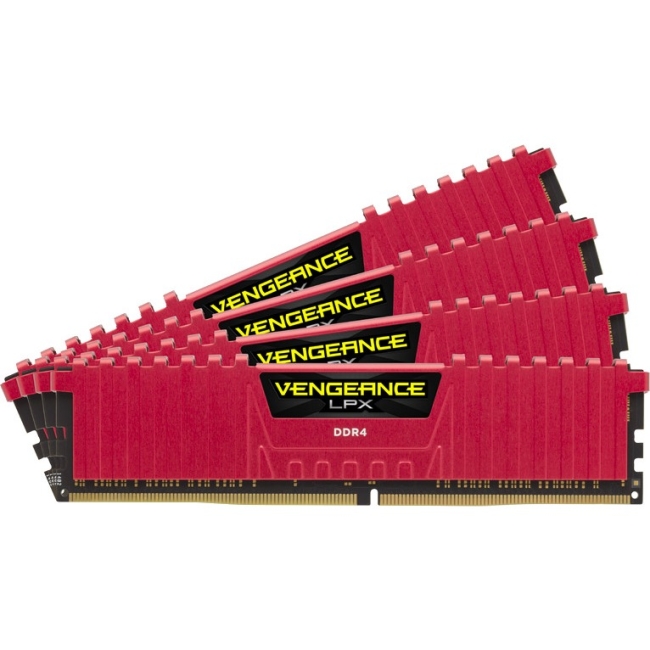 Corsair Vengeance LPX 32GB (4x8GB) DDR4 DRAM 2666MHz C16 Memory Kit - Red CMK32GX4M4A2666C16R