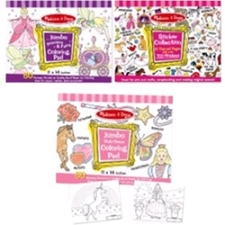 Melissa & Doug Girls Sticker Pad / Coloring Books Bundle 2512