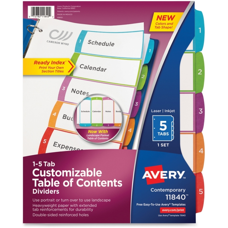Avery Ready Index Table of Contents Dividers 11840 AVE11840