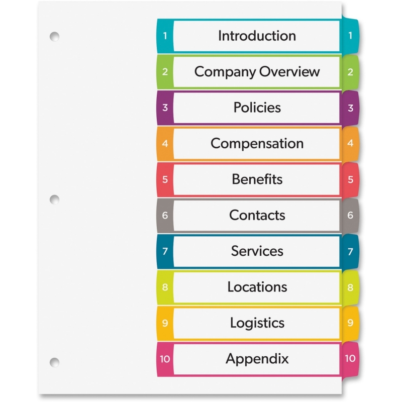 Avery Ready Index Table of Contents Dividers 11842 AVE11842
