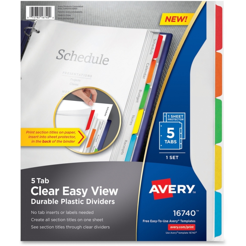 Avery Clear View Plastic Dividers 16740 AVE16740