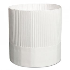 Royal Stirling Fluted Chef's Hats, Paper, White, Adjustable, 7 in. Tall, 15/Carton RPPSCH7 RPP SCH7