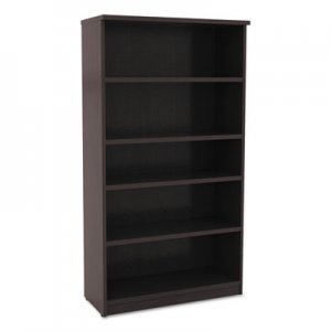 Alera Valencia Series Bookcase, Five-Shelf, 31 3/4w x 14d x 65h, Espresso ALEVA636632ES