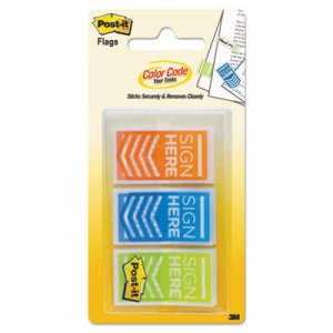 Post-it Flags Arrow Message 1" Page Flags, "Sign Here", Blue/Lime/Orange, 60/Pack MMM682SHOBL 682-SH-OBL