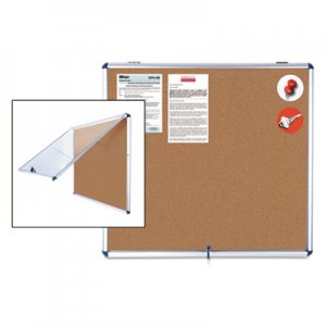 MasterVision Slim-Line Enclosed Cork Bulletin Board, 47 x 38, Aluminum Case BVCVT380101150 VT380101150