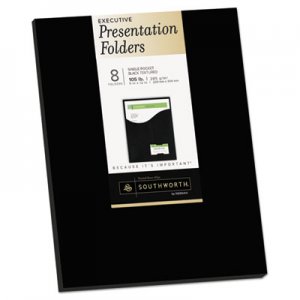 Southworth One-Pocket Presentation Folders, 8 1/2 x 11, Black, 8/Pack SOU98873 98873