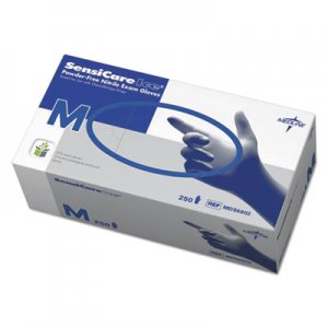 Medline Sensicare Ice Nitrile Exam Gloves, Powder-Free, Medium, Blue, 250/Box MIIMDS6802 MDS6802