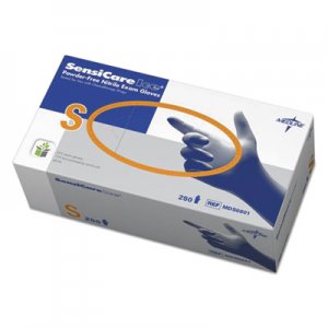 Medline Sensicare Ice Nitrile Exam Gloves, Powder-Free, Small, Blue, 250/Box MIIMDS6801 MDS6801