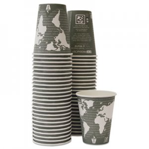 Eco-Products World Art Renewable/Compostable Hot Cups, 12 oz, Gray, 50/Pack,10 Pack/Carton ECOEPBHC12WAPKC ECP EPBHC12WAPK