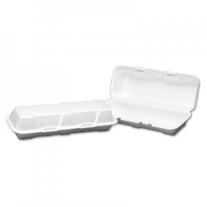 Genpak Foam Hinged Hoagie Container, X-Large, 13-1/5x4-1/2x3-1/5, White, 100/BG, 2/CT GNP26600