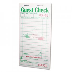 Royal Guest Check Book, 3 1/2 x 6 7/10, Green/White, 50/Book, 50 Books/Carton RPPGC5031 RPP