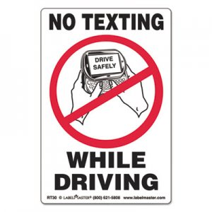 LabelMaster Self-Adhesive Label, 6 1/2 x 4 1/2, NO TEXTING WHILE DRIVING, 500/Roll LMTRT30 RT30
