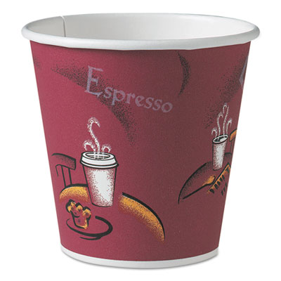 Dart Polycoated Hot Paper Cups, 10 oz, Bistro Design, 50/Pack, 20 Pack/Carton SCC410SI0041 410SI-0041