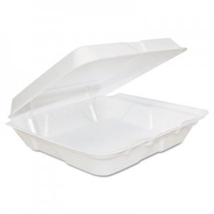 Dart Foam Hinged Lid Containers, 8 x 8 x 2 1/4, White, 200/Carton DCC80HT1R 80HT1R
