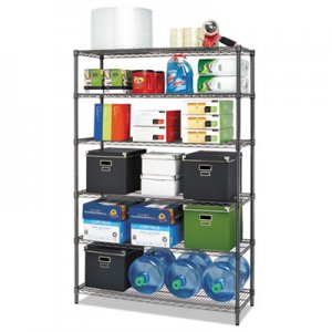 Alera Commercial Wire Shelving, Six-Shelf, 48w x 18d x 72h, Black Anthracite ALESW664818BA