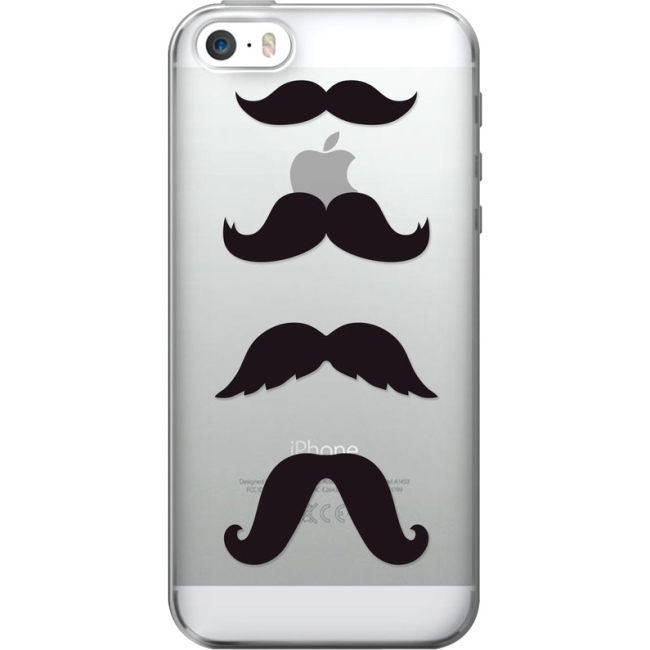 OTM Hipster Prints Clear Phone Case, Mustache IP6PV1CLR-HIP-08