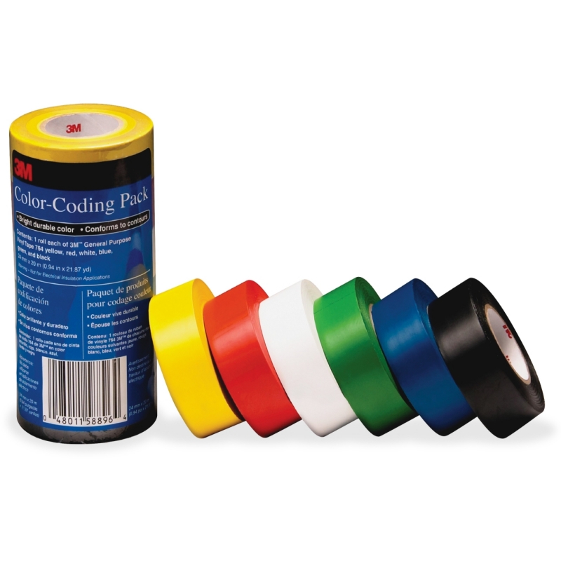 3M Vinyl Tape 764 Color-coding Pack 7641226PK MMM7641226PK