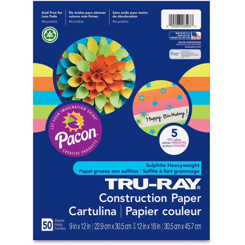 Tru-Ray Hot Color Sulphite Construction Paper 6596 PAC6596