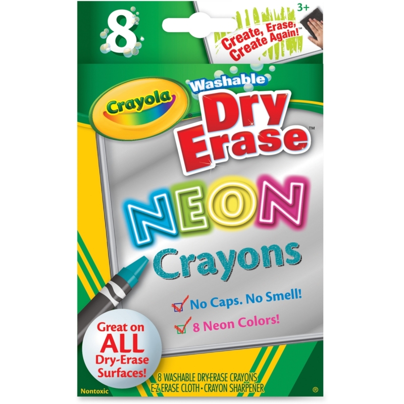 Crayola Washable DryErase Neon Crayons 988605 CYO988605