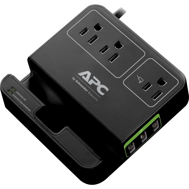 APC Essential SurgeArrest, 3 Outlets, 3 USB Charging Ports, 120V, Black P3U3B-CA