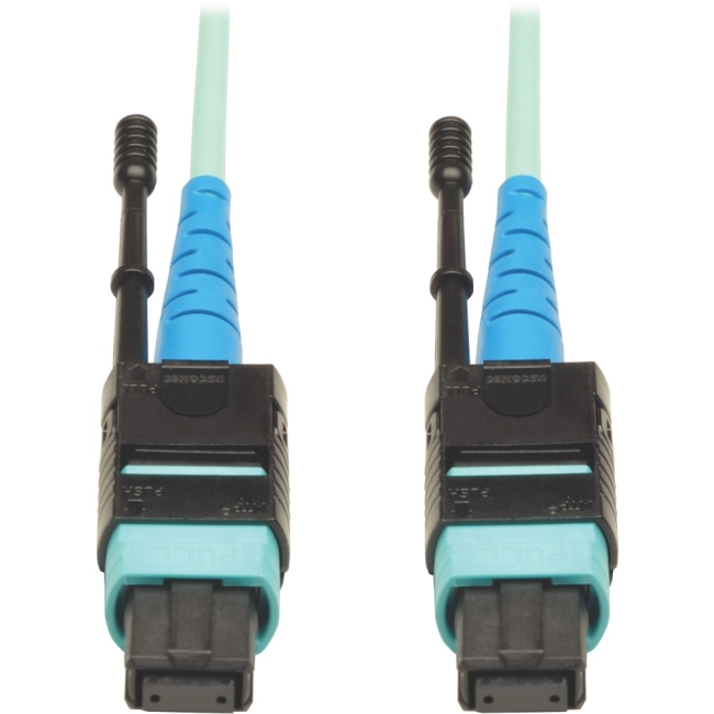 Tripp Lite 3M MTP / MPO Patch Cable, 24 Fiber, 100GbE Aqua OM3 Plenum N846-03M-24-P