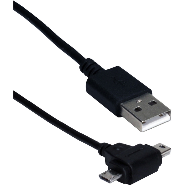 QVS 3ft USB 2-in-1 Sync & 2.1Amp Charger Cable for Smartphone & Tablet USB1T2-03