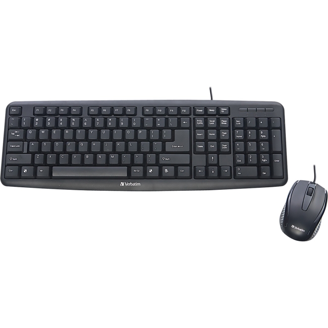 Verbatim Slimline Corded USB Keyboard and Mouse-Black 99202