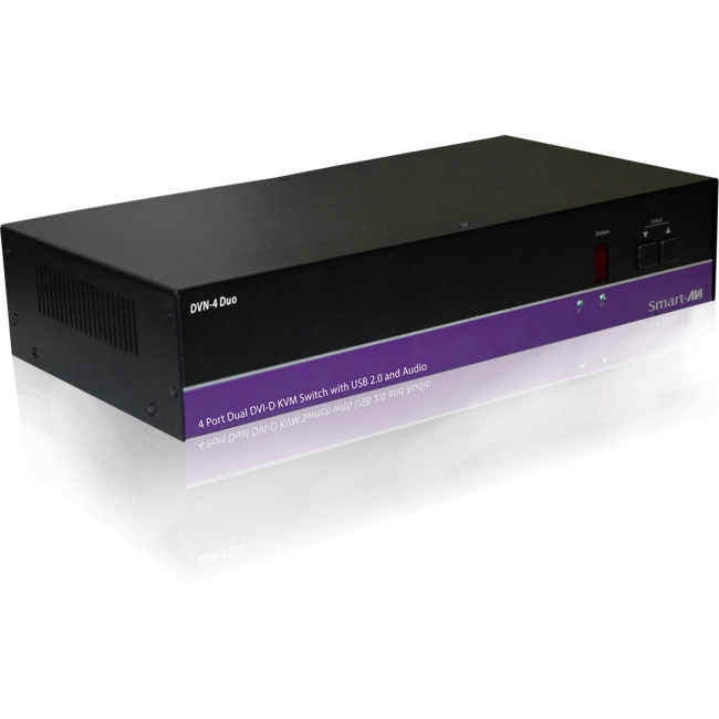 SmartAVI DVNET-4Duo, 4x2 DVI-D, USB 2.0, Audio Switch. Includes: [ & (PS5VDC4A)] DVN-4DUOS DVN-4Duo
