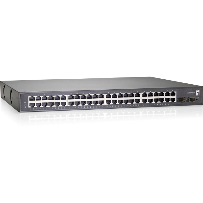 LevelOne 48 GE PoE-Plus + 2 GE SFP L2 Managed Switch, 375W GEP-5070