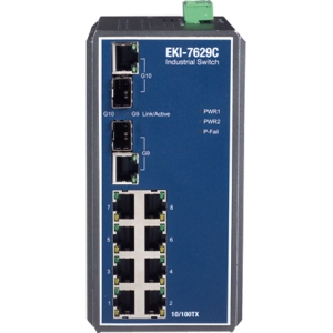 Advantech 8+2G Combo Port Gigabit Unmanaged Industrial Ethernet Switch EKI7629CAE EKI-7629C