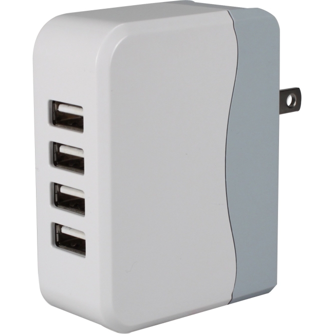 QVS 4-Port 4.5Amp USB Universal AC Charger with Folding Power Plug USBAC-4