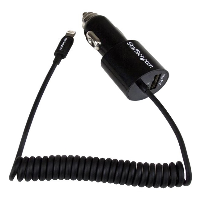 StarTech.com Dual-port Car Charger with Lightning Cable and USB 2.0 Port - Black USBLT2PCARB