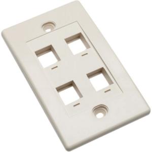 Intellinet Wall Plate Flush Mount, 4 Outlet, Ivory 162951