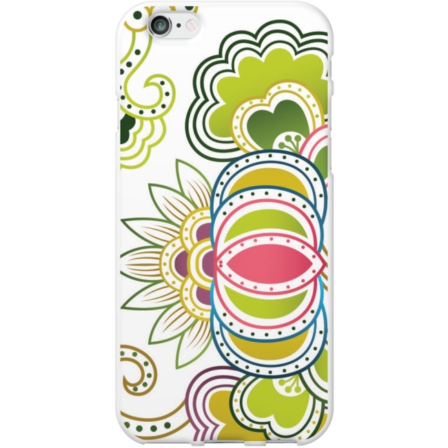 OTM iPhone 6 White Glossy Case Paisley Collection, Green IP6V1WG-PAI-02