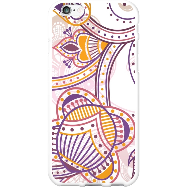 OTM iPhone 6 White Glossy Case Paisley Collection, Purple IP6V1WG-PAI-03