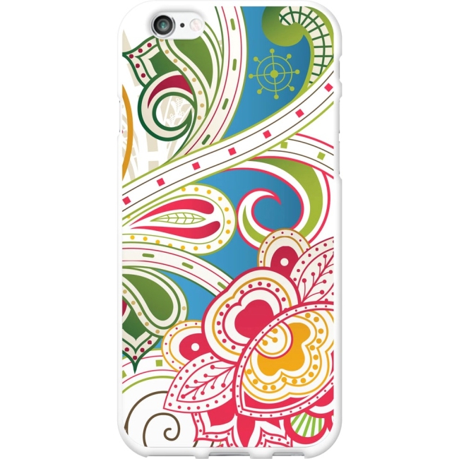 OTM iPhone 6 White Glossy Case Paisley Collection, Blue IP6V1WG-PAI-04