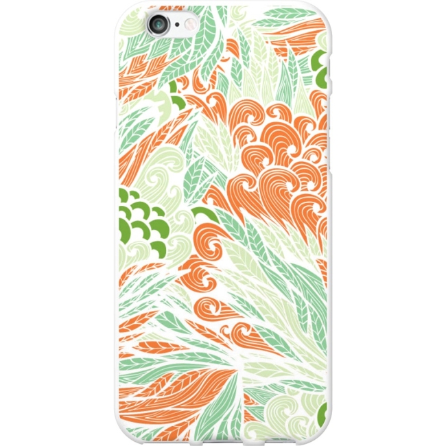 OTM iPhone 6 White Glossy Case Tahitian Collection, Orange/Green IP6V1WG-TAH-01