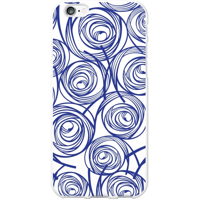 OTM iPhone 6 White Glossy Case New Age Collection,Swirls,Sapphire IP6WG-AGE-02V3