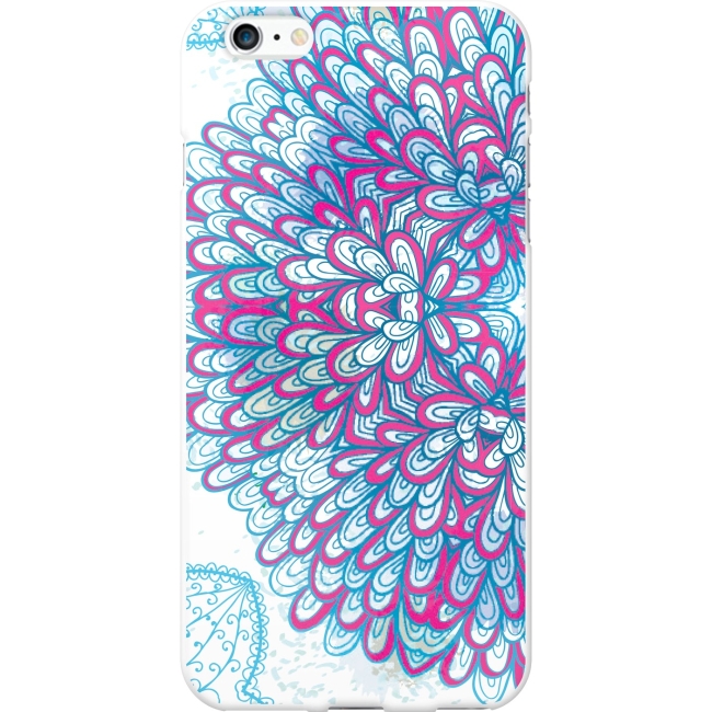 OTM iPhone 6 Plus White Glossy Case Floral Ink Collection, Teal IP6PV1WG-INK-02