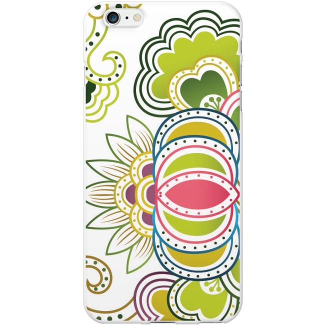 OTM iPhone 6 Plus White Glossy Case Paisley Collection, Green IP6PV1WG-PAI-02