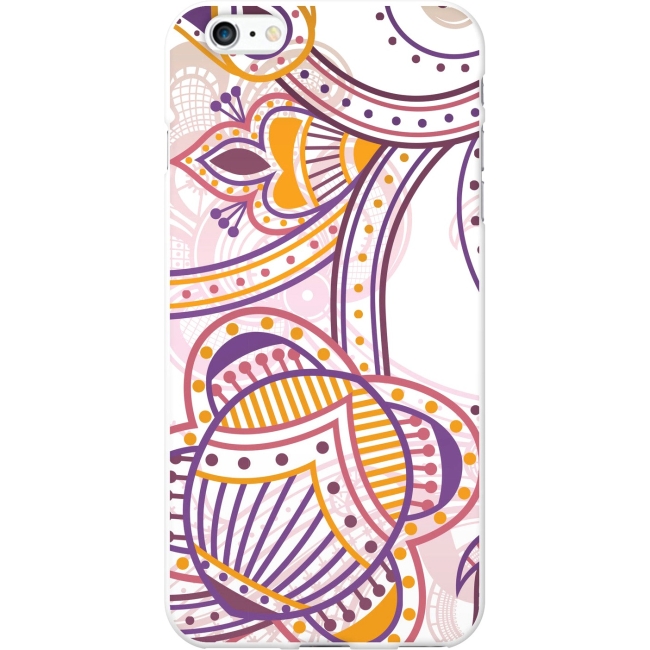 OTM iPhone 6 Plus White Glossy Case Paisley Collection, Purple IP6PV1WG-PAI-03
